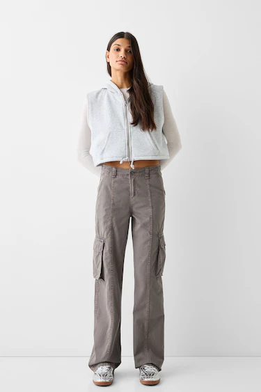 Bershka contrast waistband tailored pants in blue gray - ShopStyle
