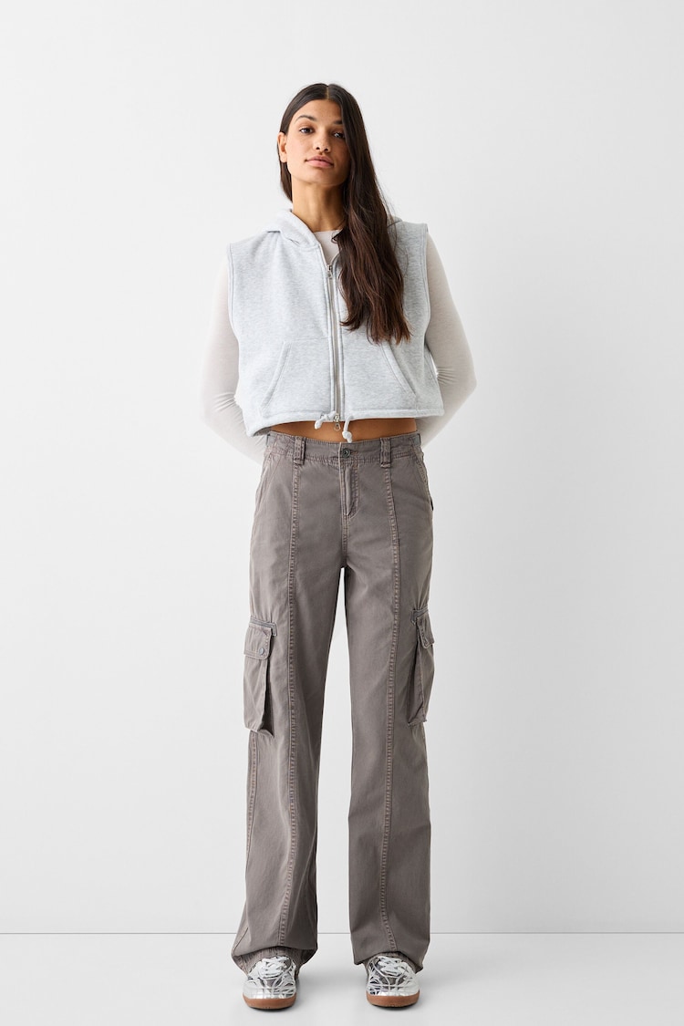 Adjustable straight-fit cotton cargo pants