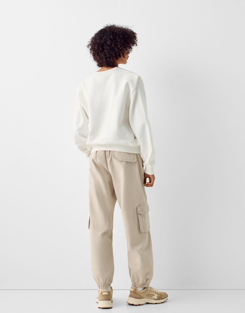 Pamuklu jogger pantolon-Kum rengi-5