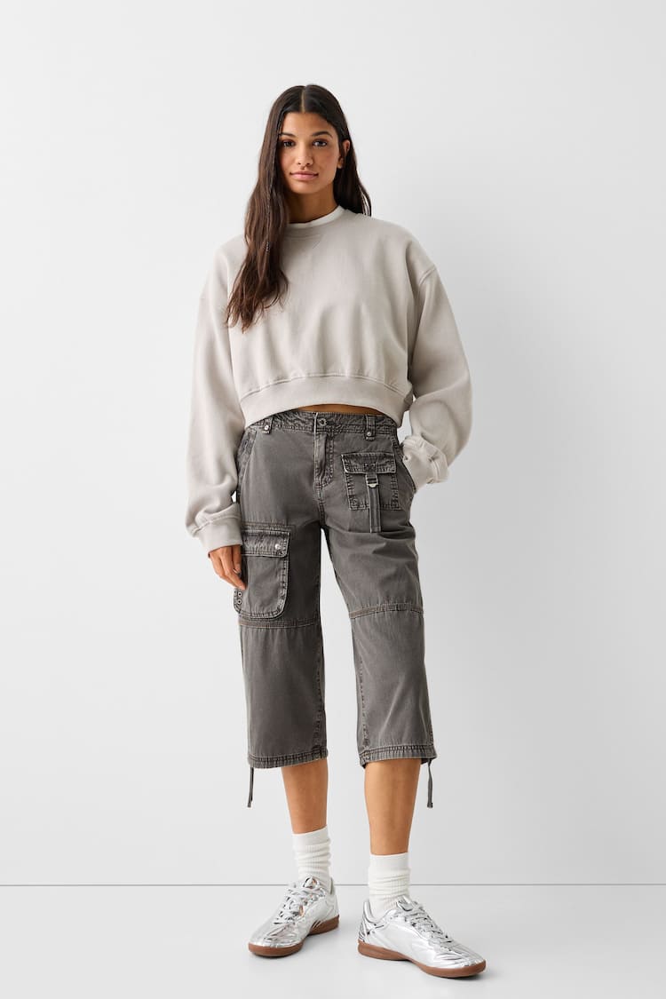 Cotton cargo capri trousers