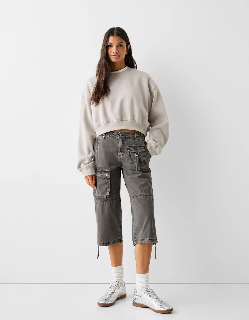 Cotton cargo capri trousers - Trousers - Women