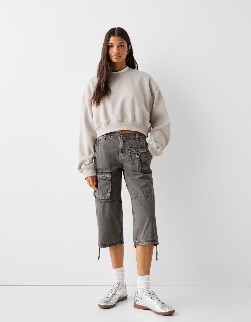Cotton cargo capri pants - Women