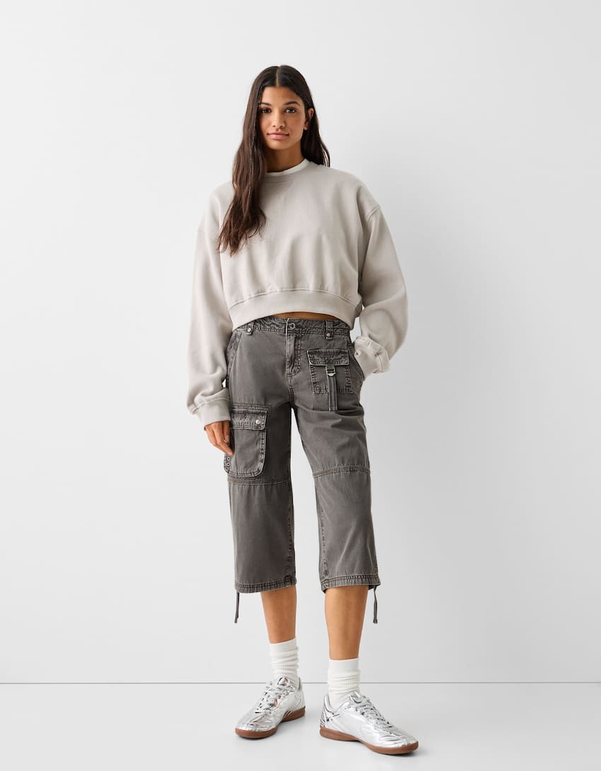 Cotton cargo capri trousers - Women