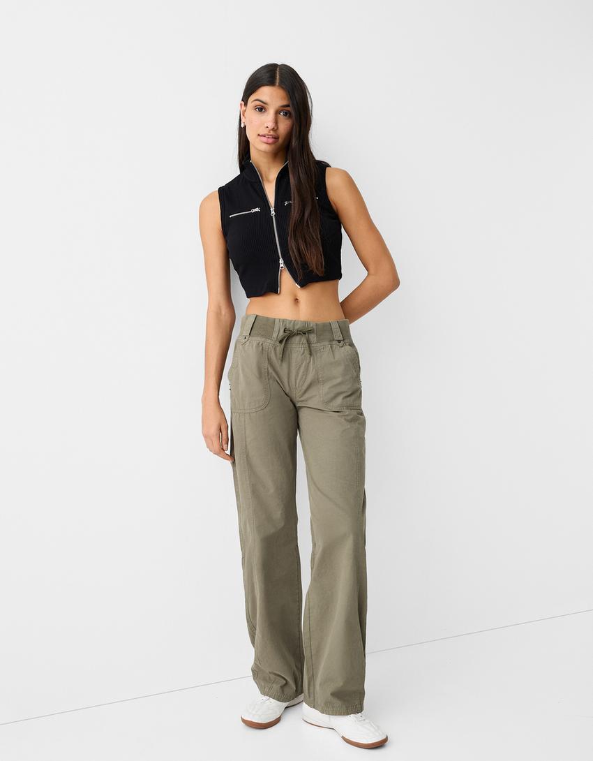 Cargo Pants Cadena Para Pantalón Bershka Khaki Pantalones