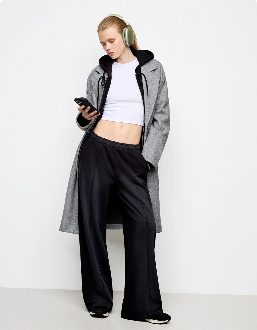 WIDE-LEG FADED-EFFECT TROUSERS - only one