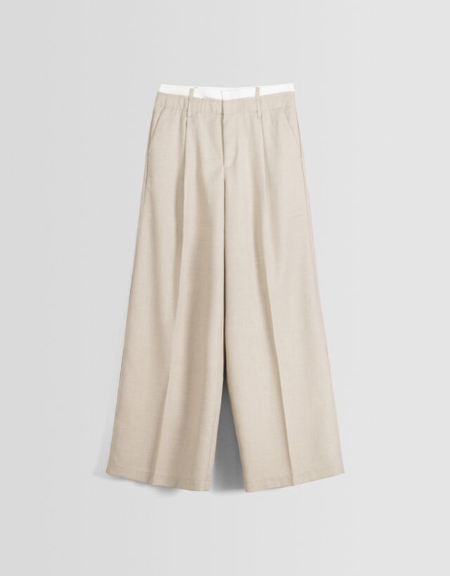 Pantalons cama ampla tailoring detall cintura contrast