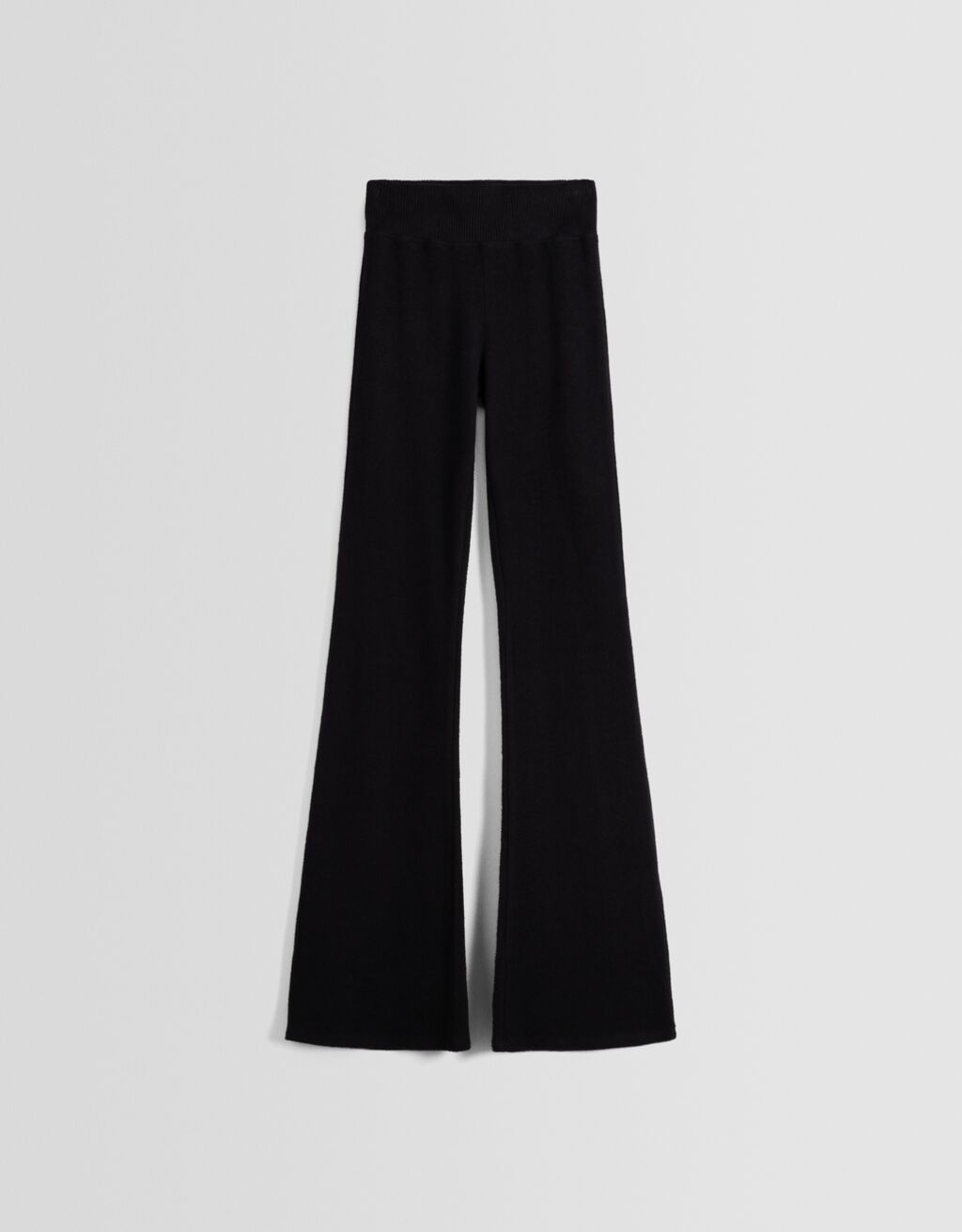 Knit flared trousers-Black-4