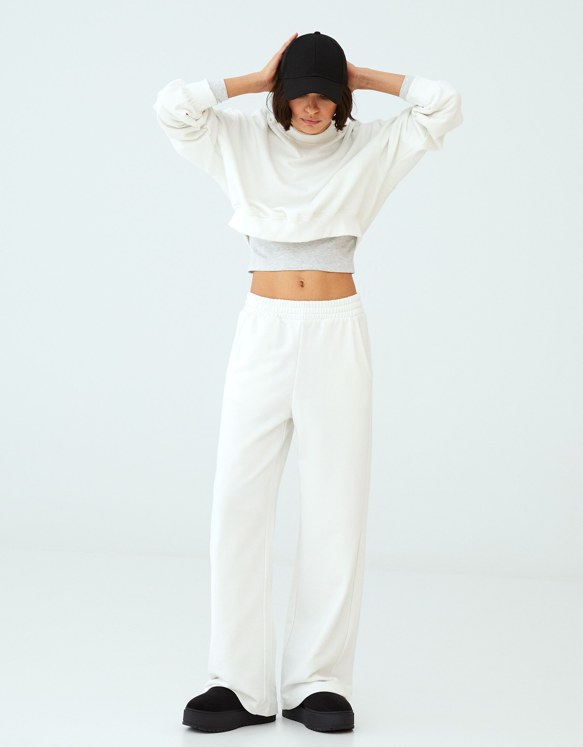 Wide leg plush trousers Women Bershka