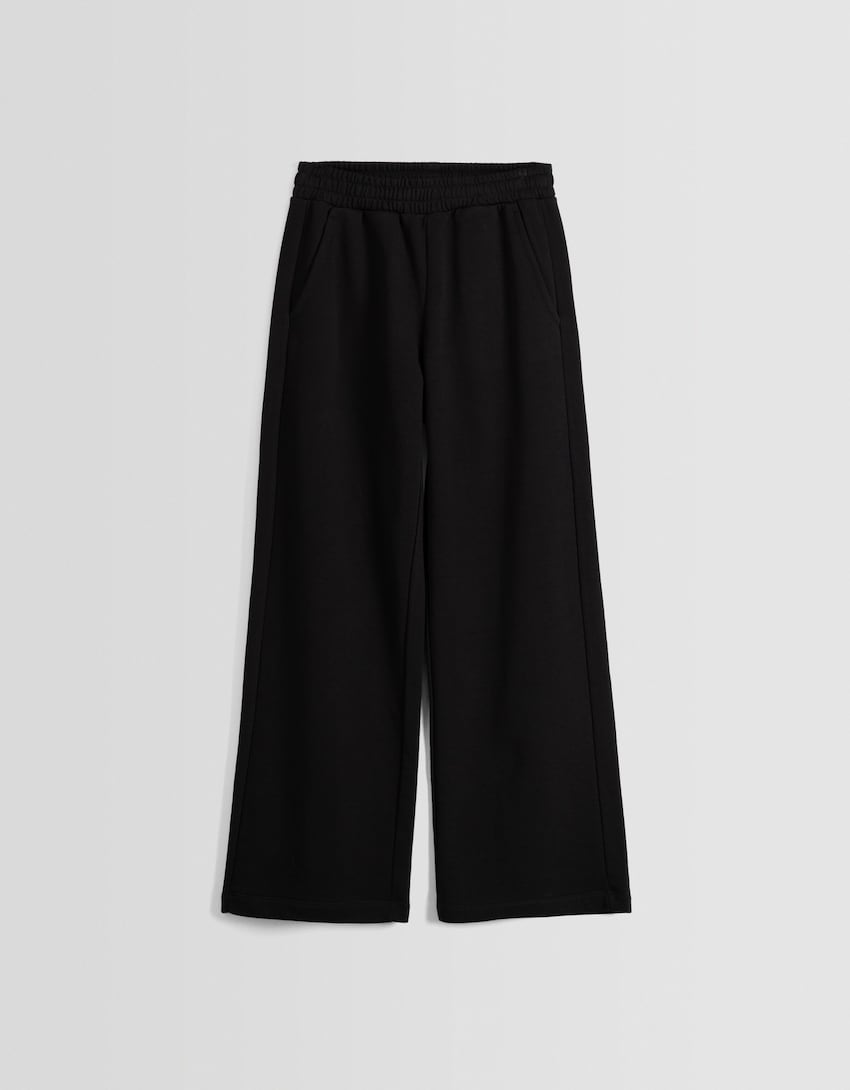 Wide leg plush trousers - Women | Bershka