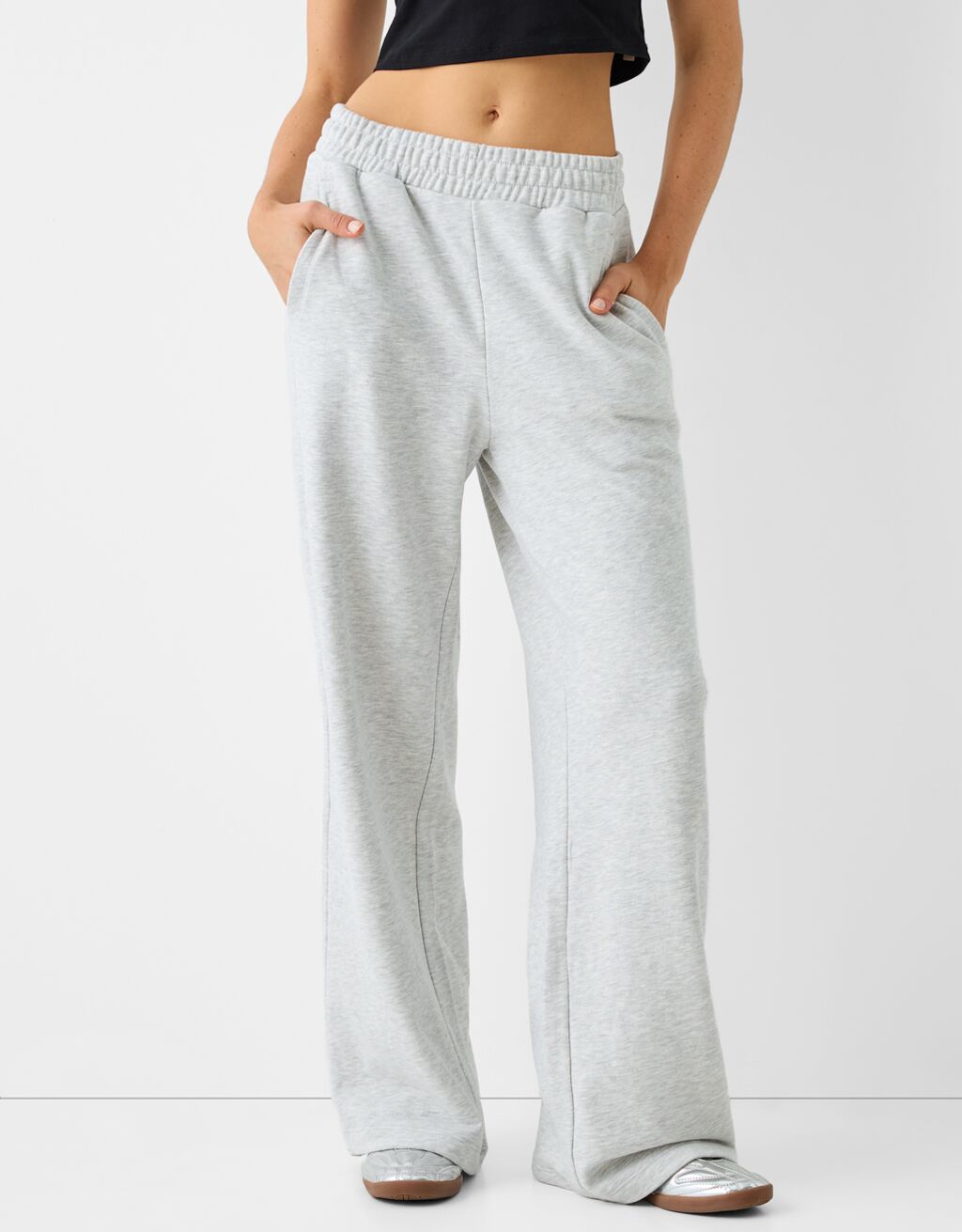 Wide-leg plush pants-Grey-1
