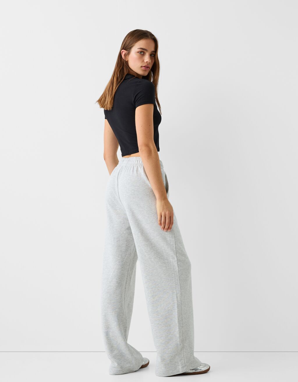 Wide-leg plush pants-Grey-2