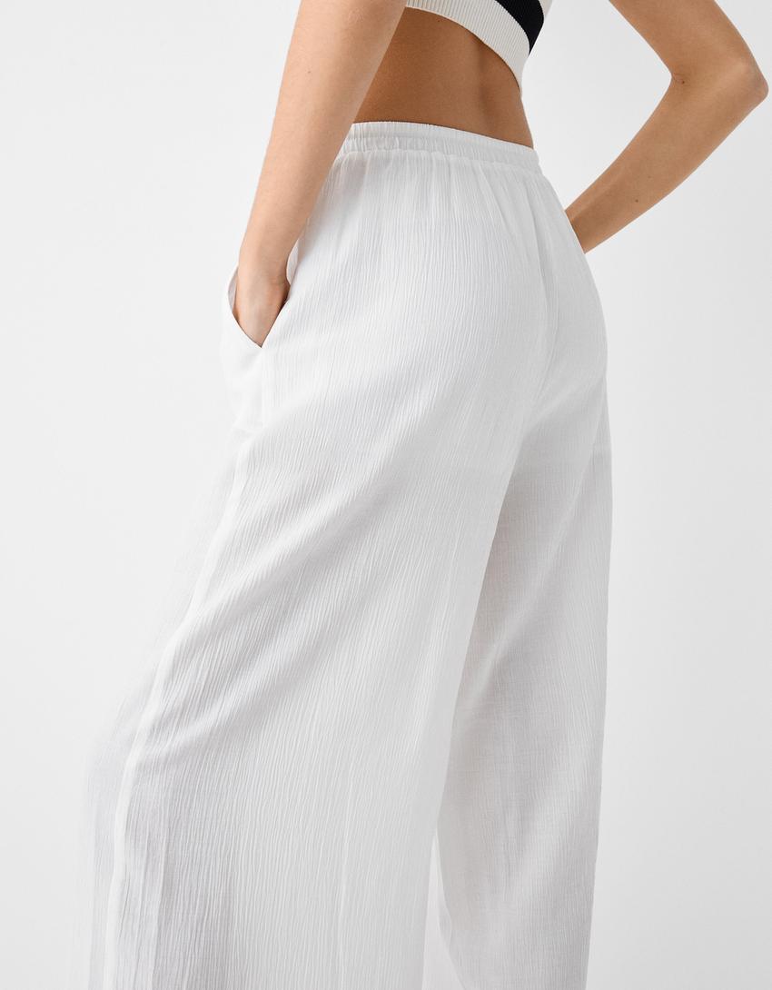 Jupe-culotte effet froissé-Blanc-5