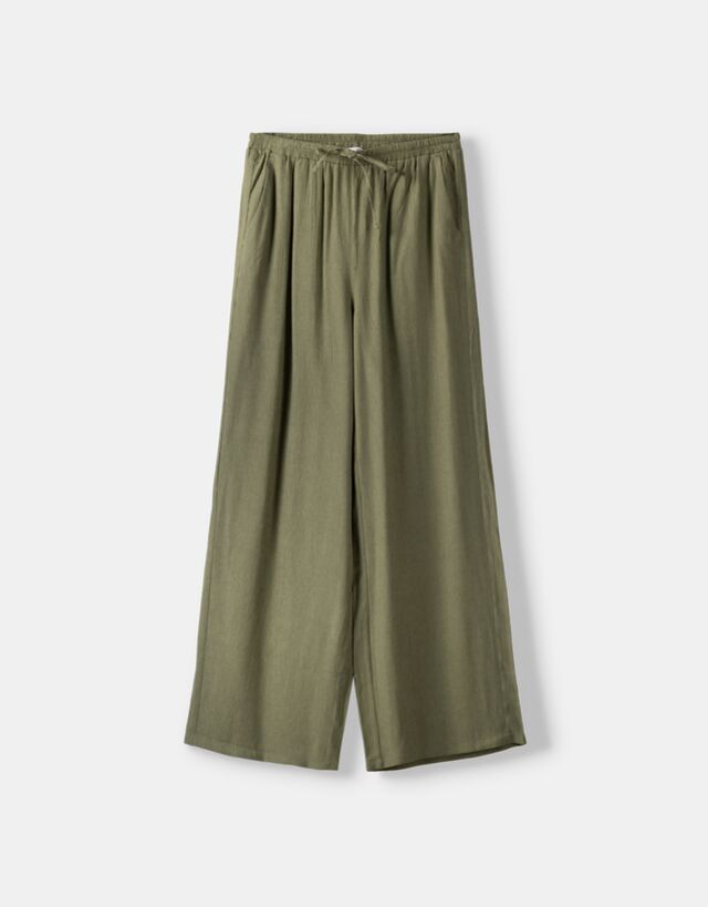 Crepe trousers with elasticated waist