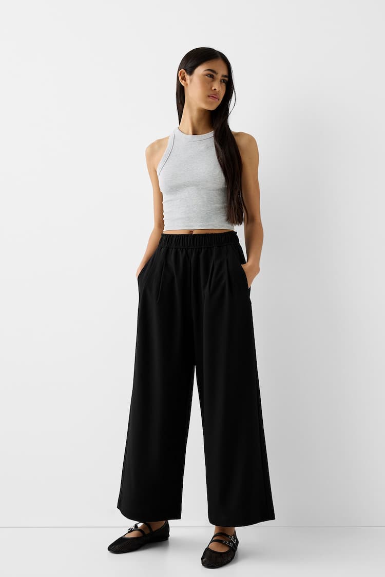 Tailored culottes with elastic waist