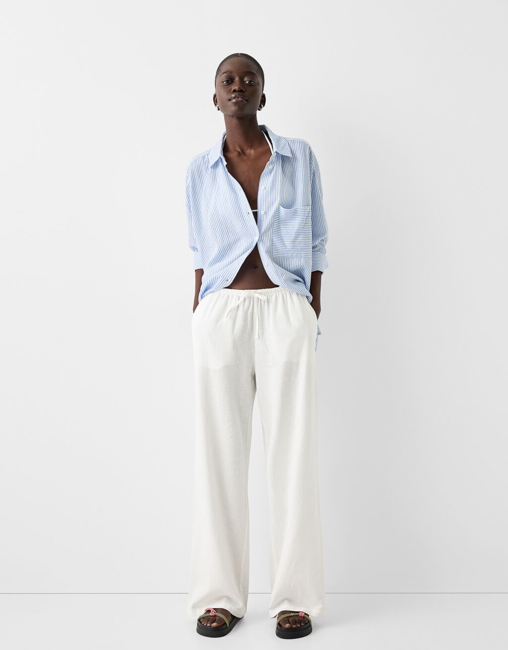 Linen-blend trousers