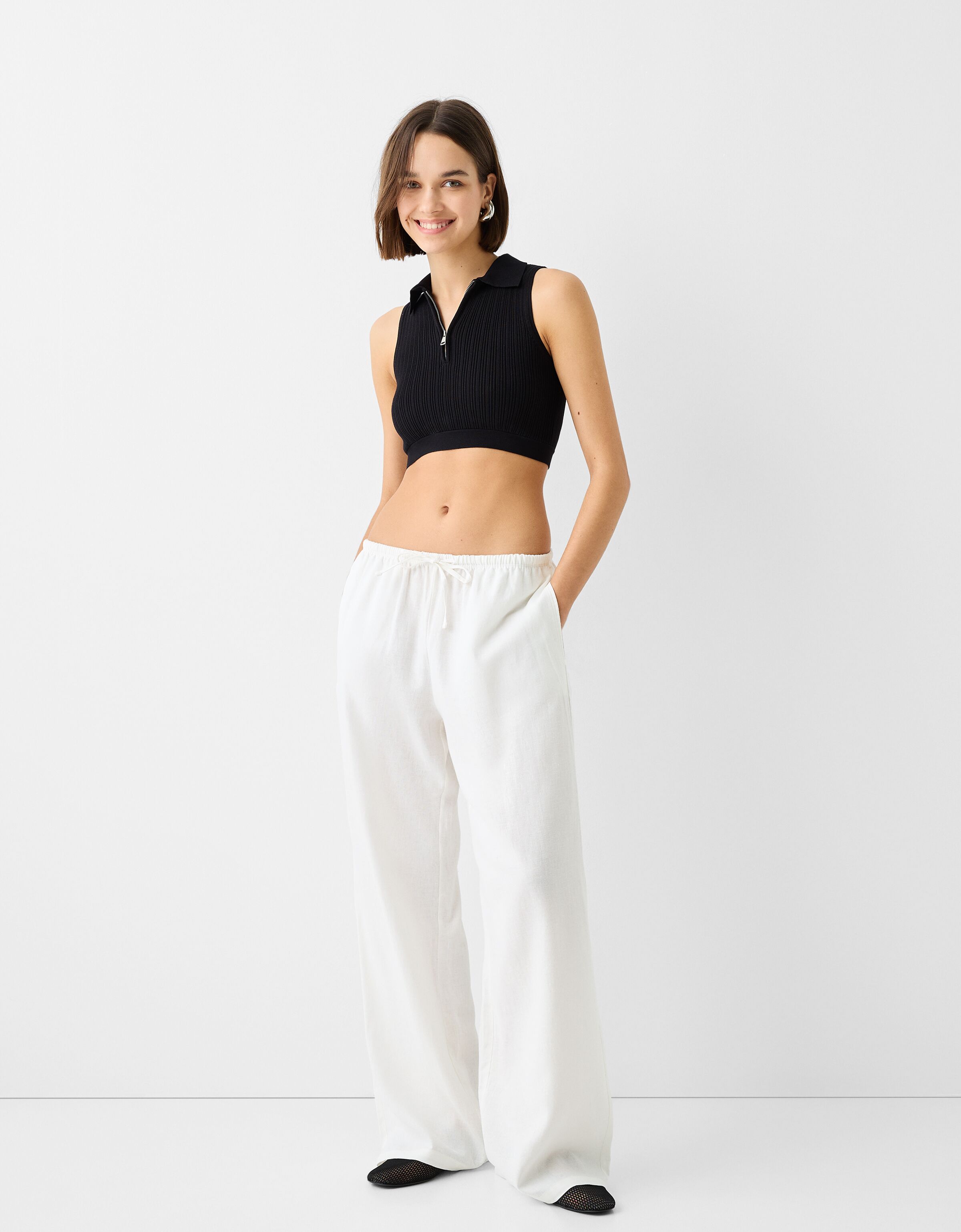 Buy GLOBAL DESI Solid Cotton Straight Fit Women's Pants | Shoppers Stop