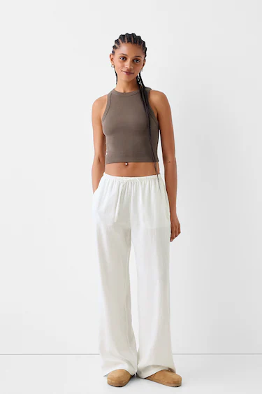 Adjustable straight-fit cotton cargo pants - Pants - BSK Teen