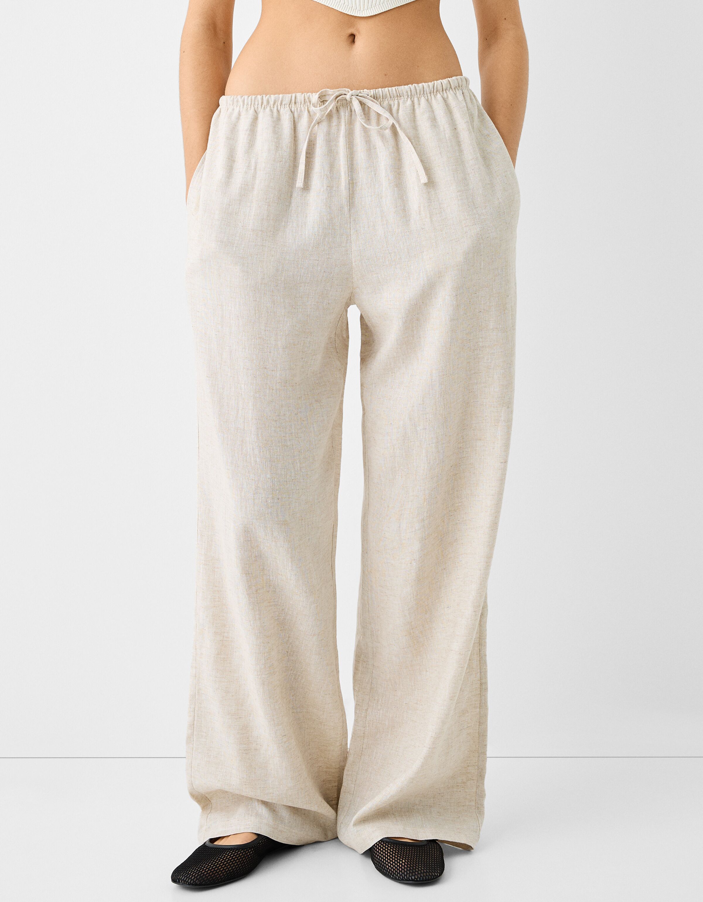 Wide leg linen trousers store