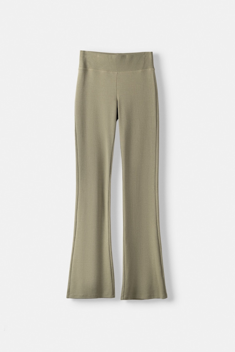 Ribbed waist flared trousers