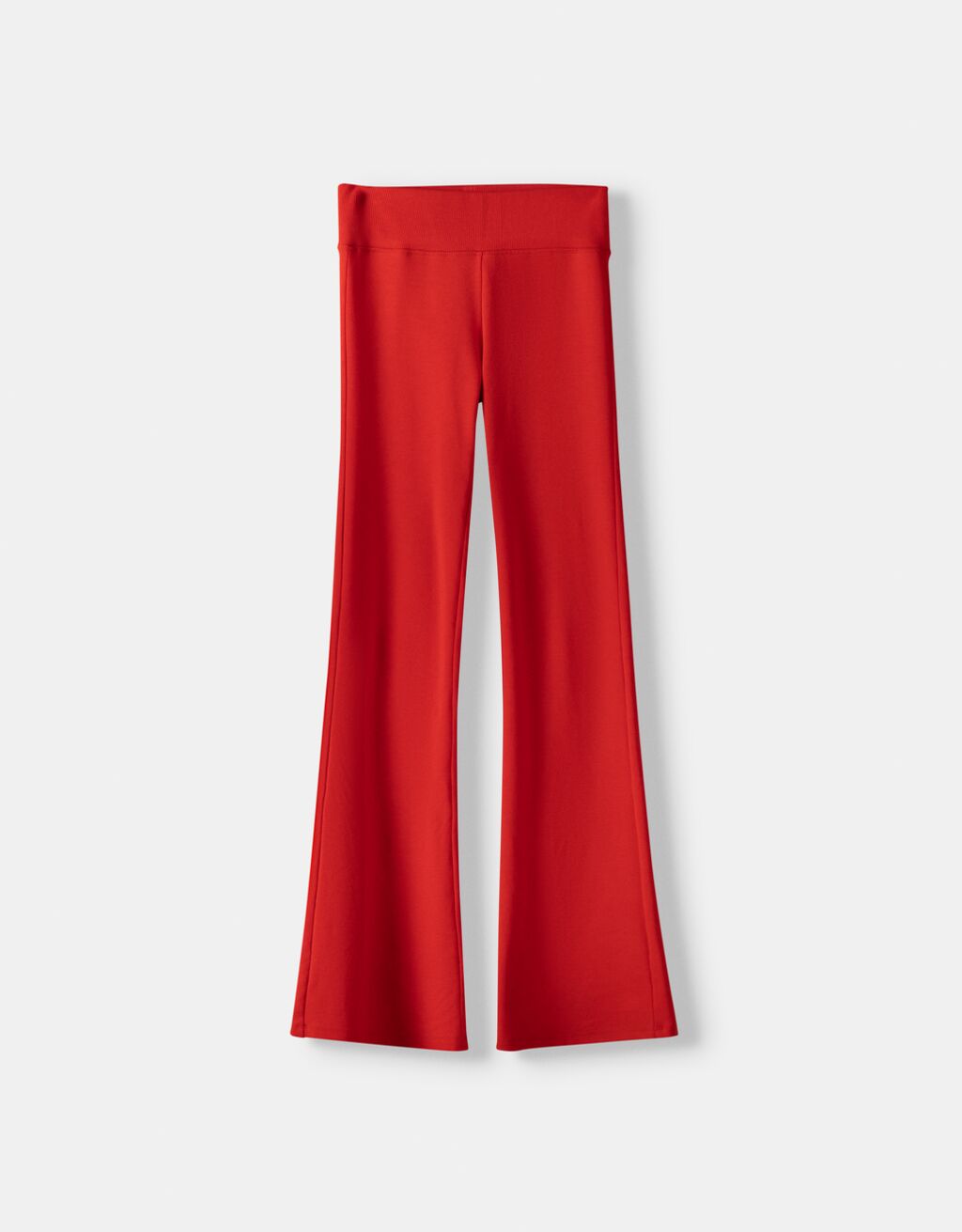 Beli fitilli İspanyol paça pantolon-Kırmızı-4