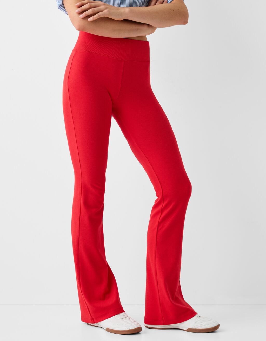 Red flared trousers clearance