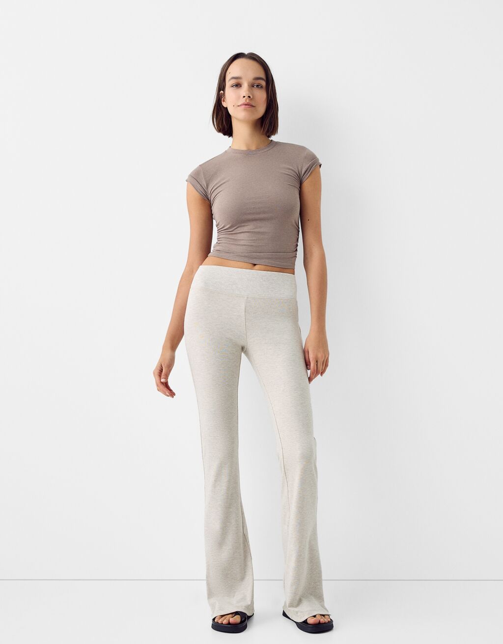 Ribbed waist flared trousers - Trousers - Women