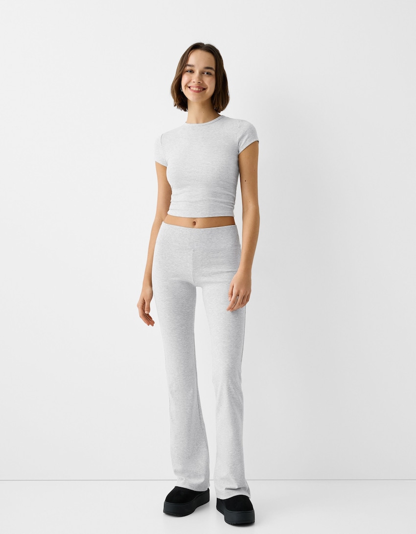Ribbed waist flared trousers - Trousers - BSK Teen