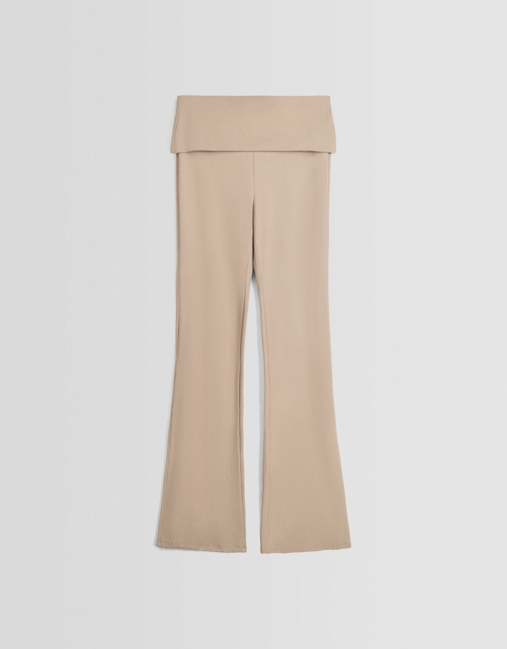 Flared trousers with turn-up waist