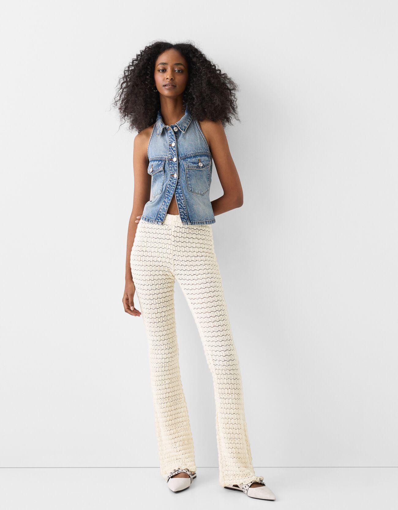 Flare crochet trousers - Trousers - Women | Bershka