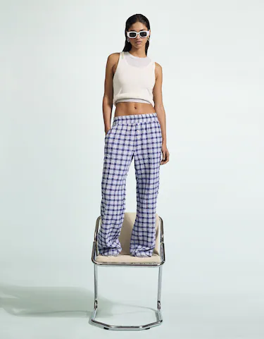 Capri Red Checkerboard Print Cotton Trousers
