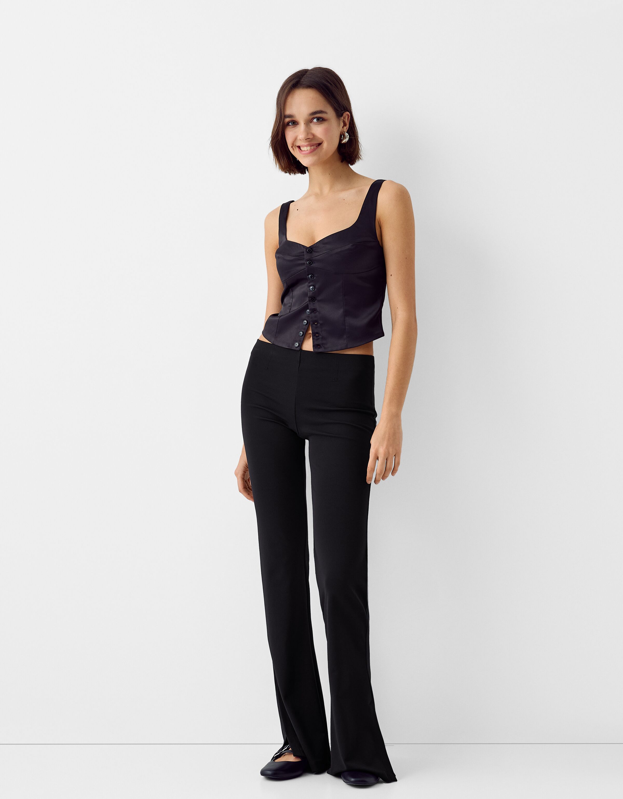 Flare pants with side slit - New - Women | Bershka