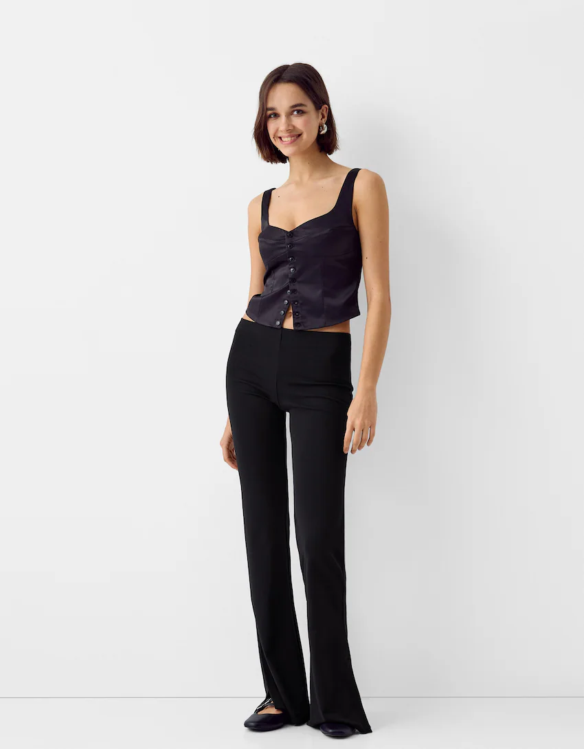 Flare pants with side slit - Women