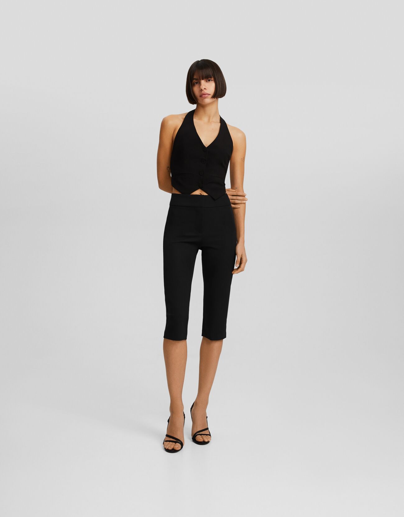 Checked capri trousers store
