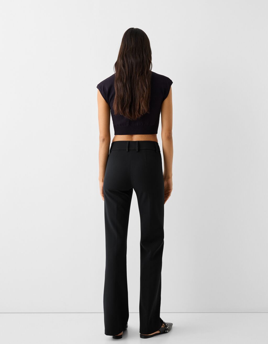Tailored flared pants-Black-1