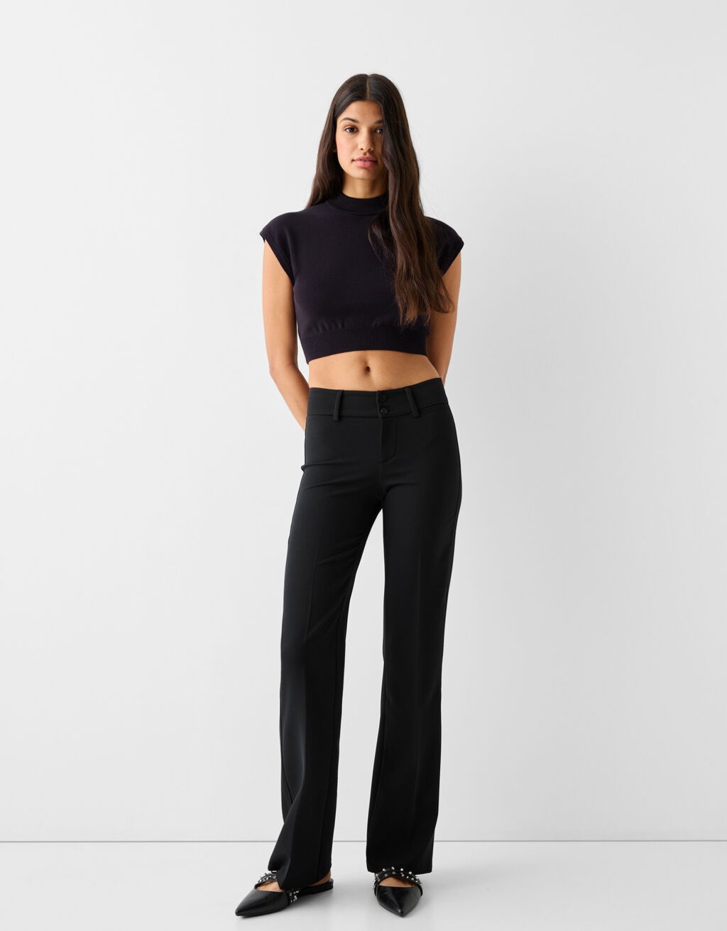 Tailored flared pants-Black-0