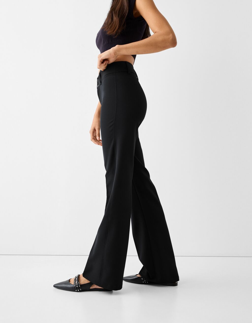 Tailored flared pants-Black-3