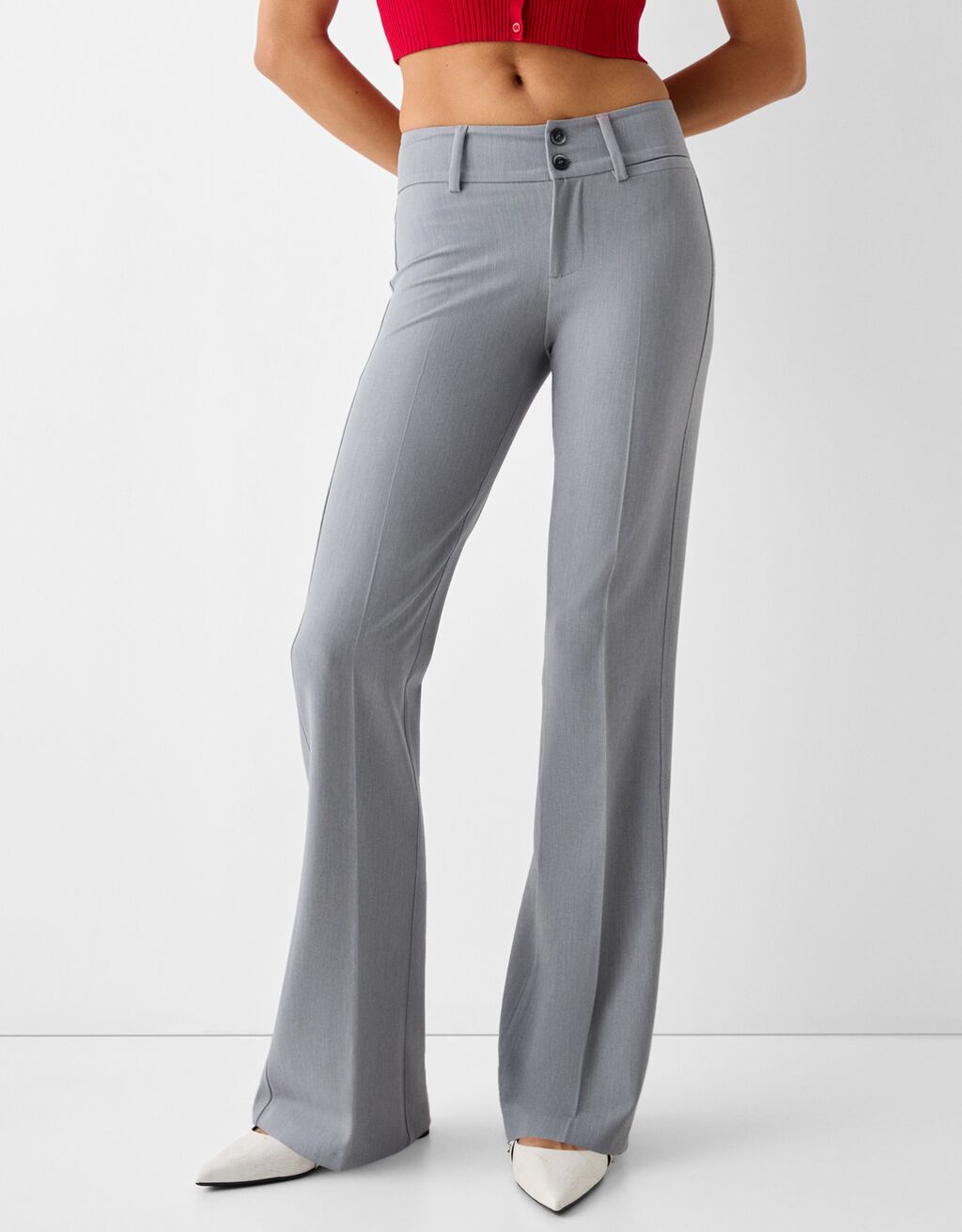 Tailored flared pants-Grey-1