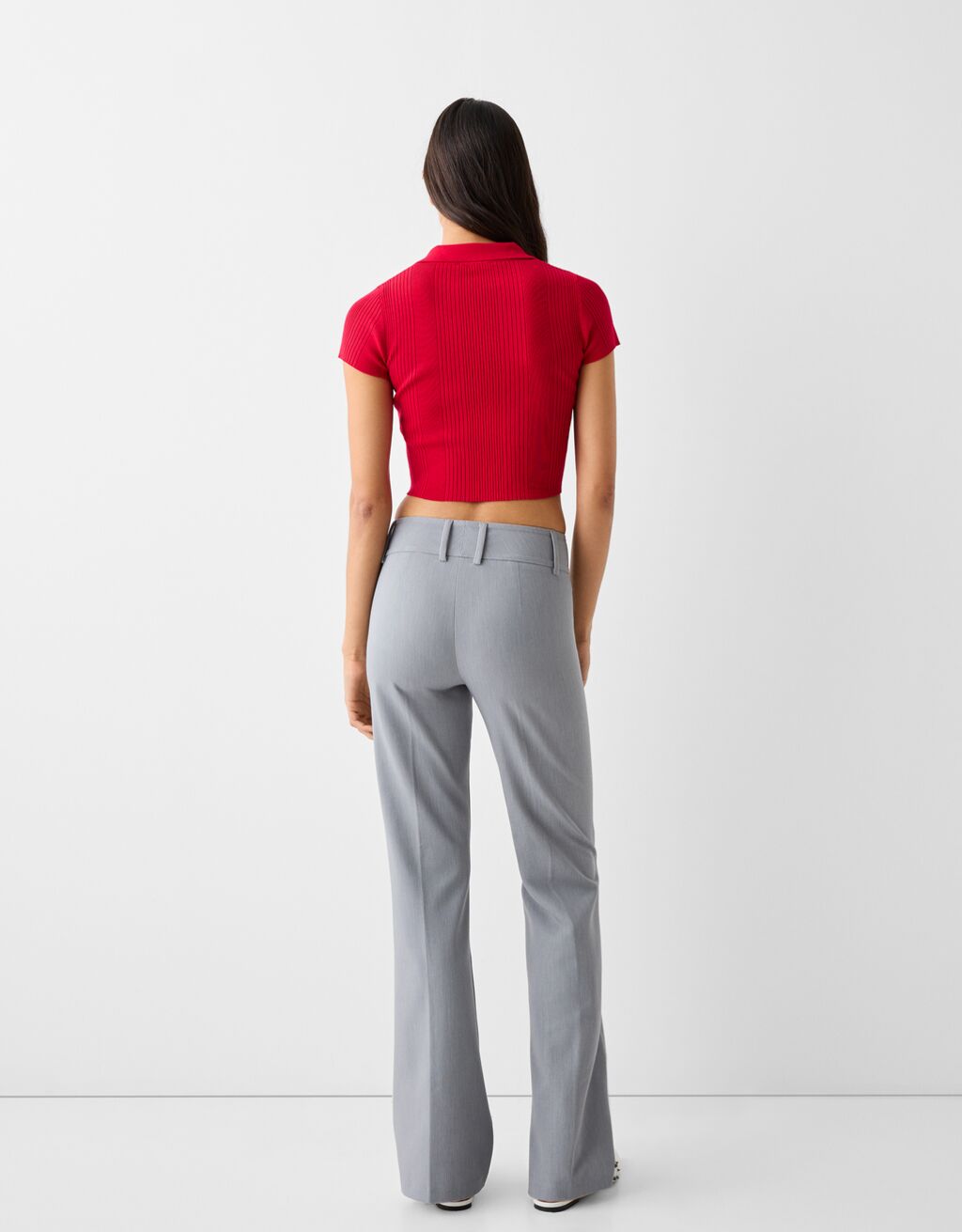 Tailored flared pants-Grey-2