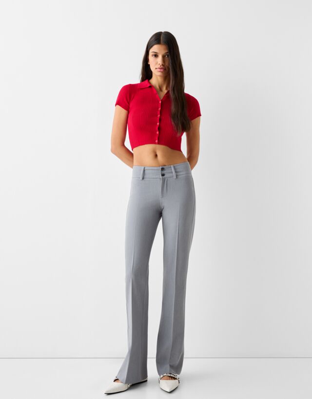 High Waist Tailored Trousers - Orange or Blue - Just $7