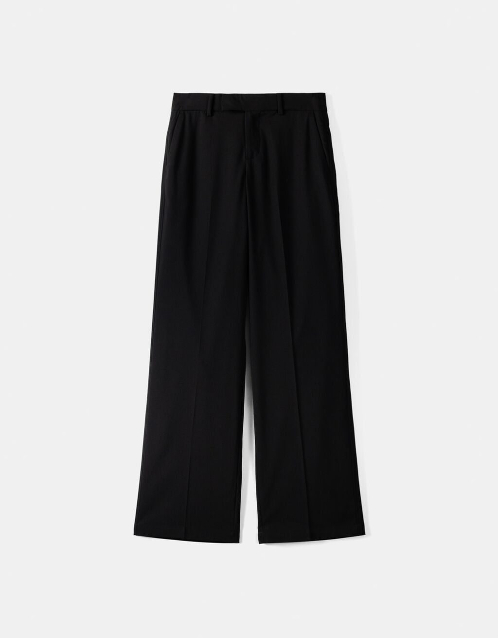 Low-waist straight-leg tailored fit trousers-Black-4