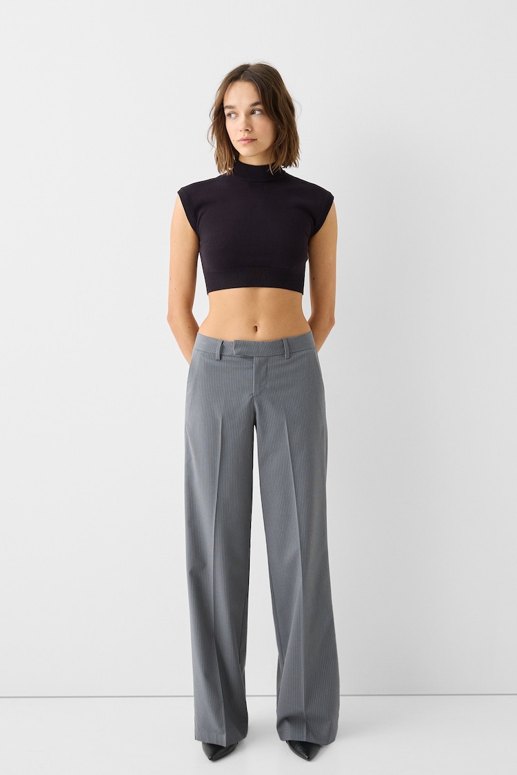 Low-waist straight-leg tailored fit trousers