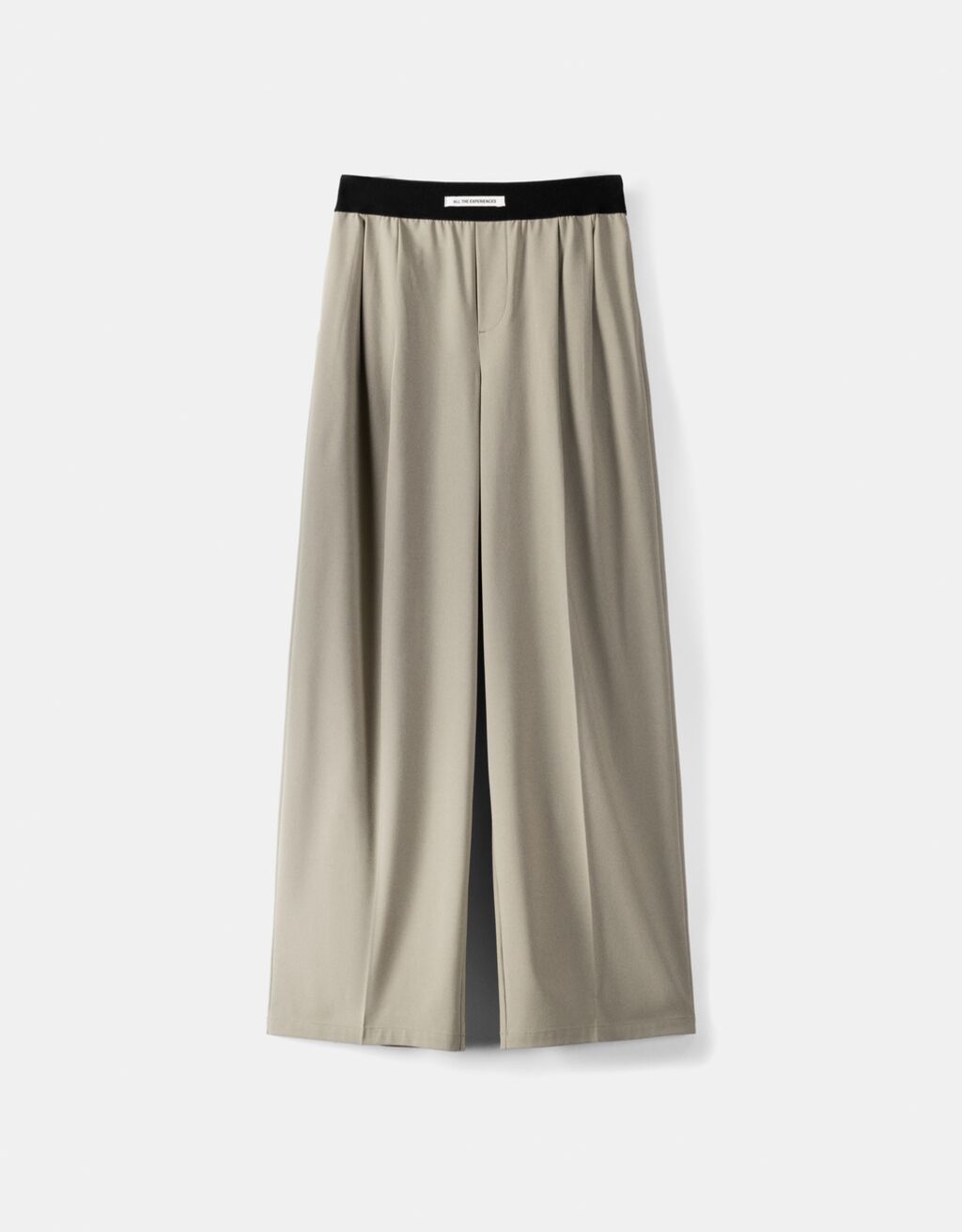 Wide-leg tailored fit trousers with elastic waist-Khaki-5