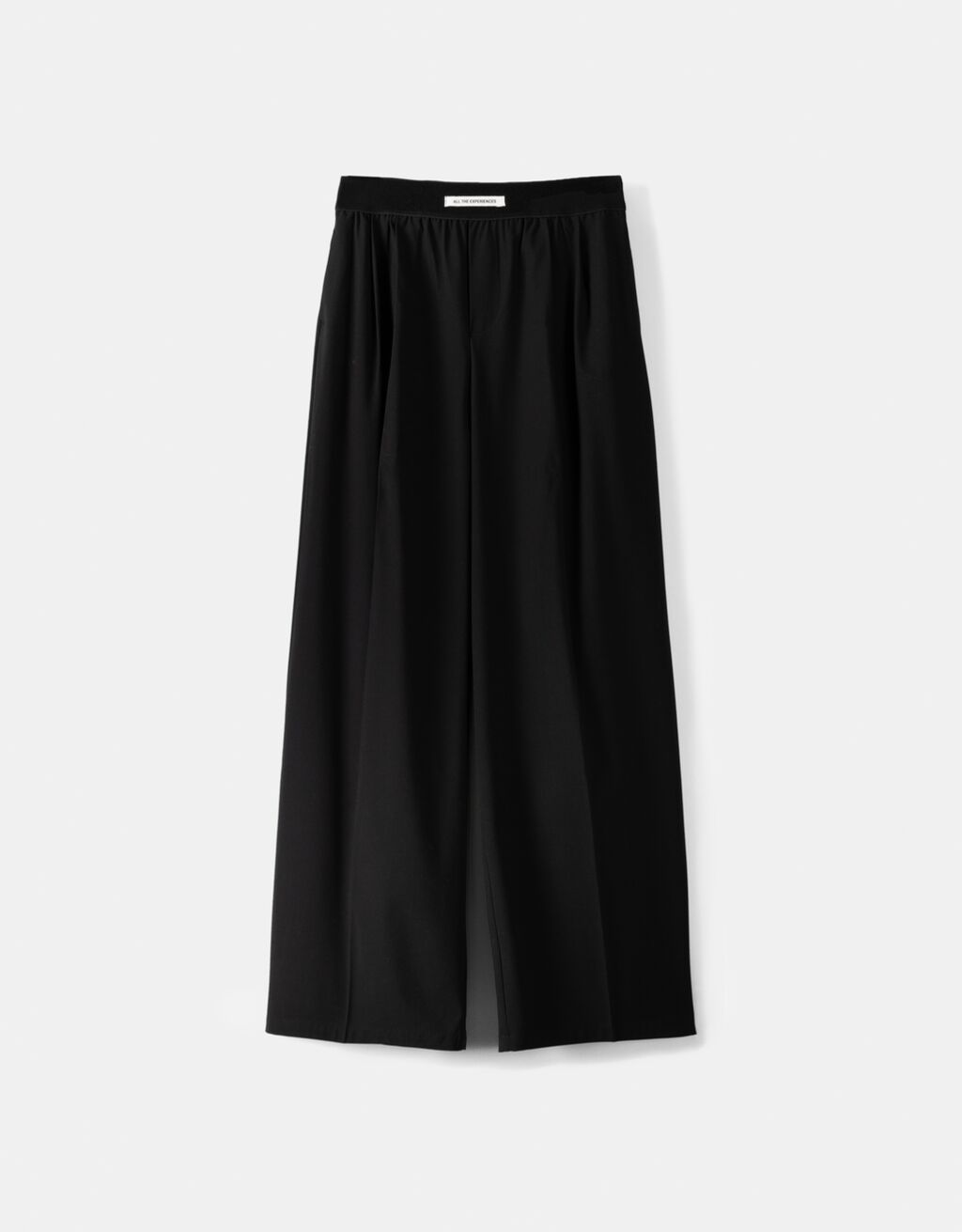 Wide-leg tailored fit trousers with elastic waist-Black-5