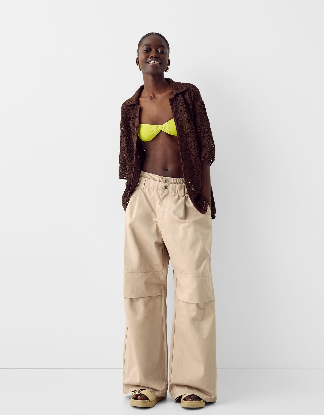 Twill double waist trousers