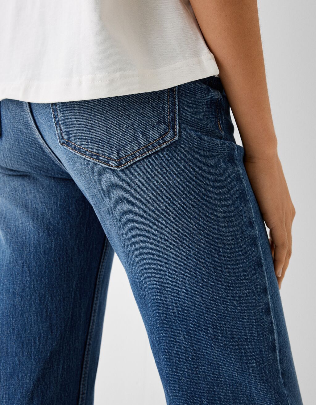 Jean flare décontracté fente latérale-Bleu-5