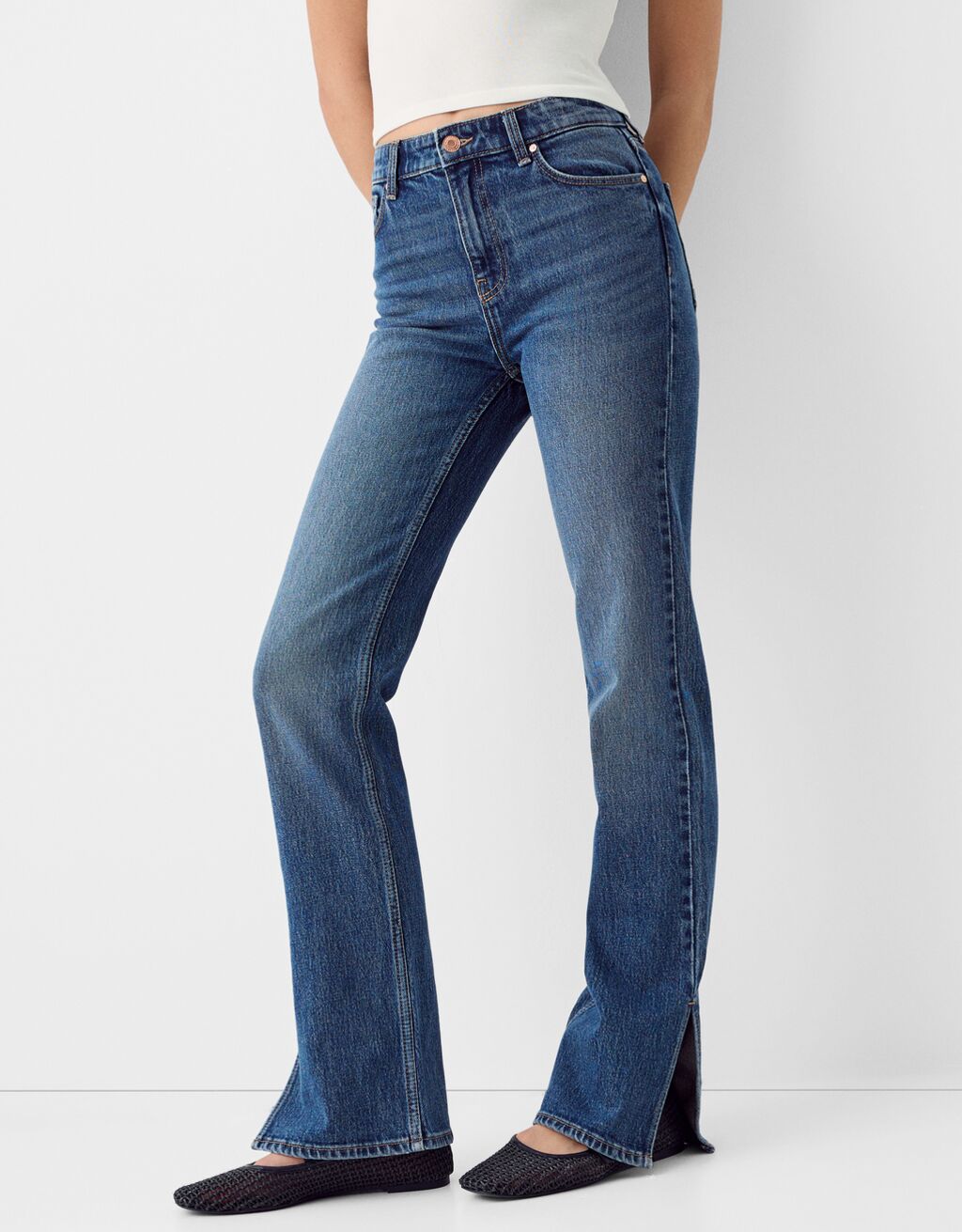 Flared split hem comfort jeans - Women