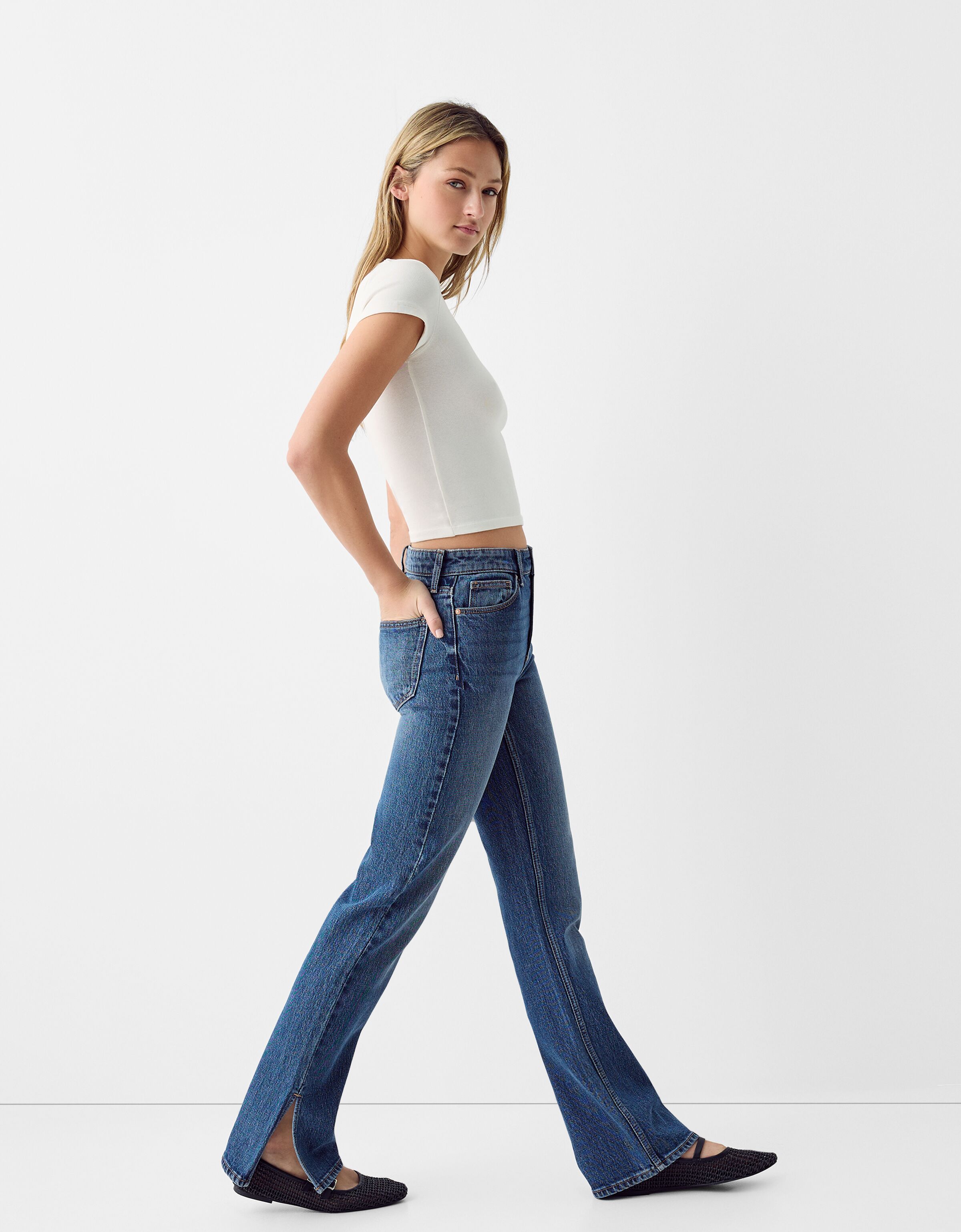 Jeans with best sale side slits