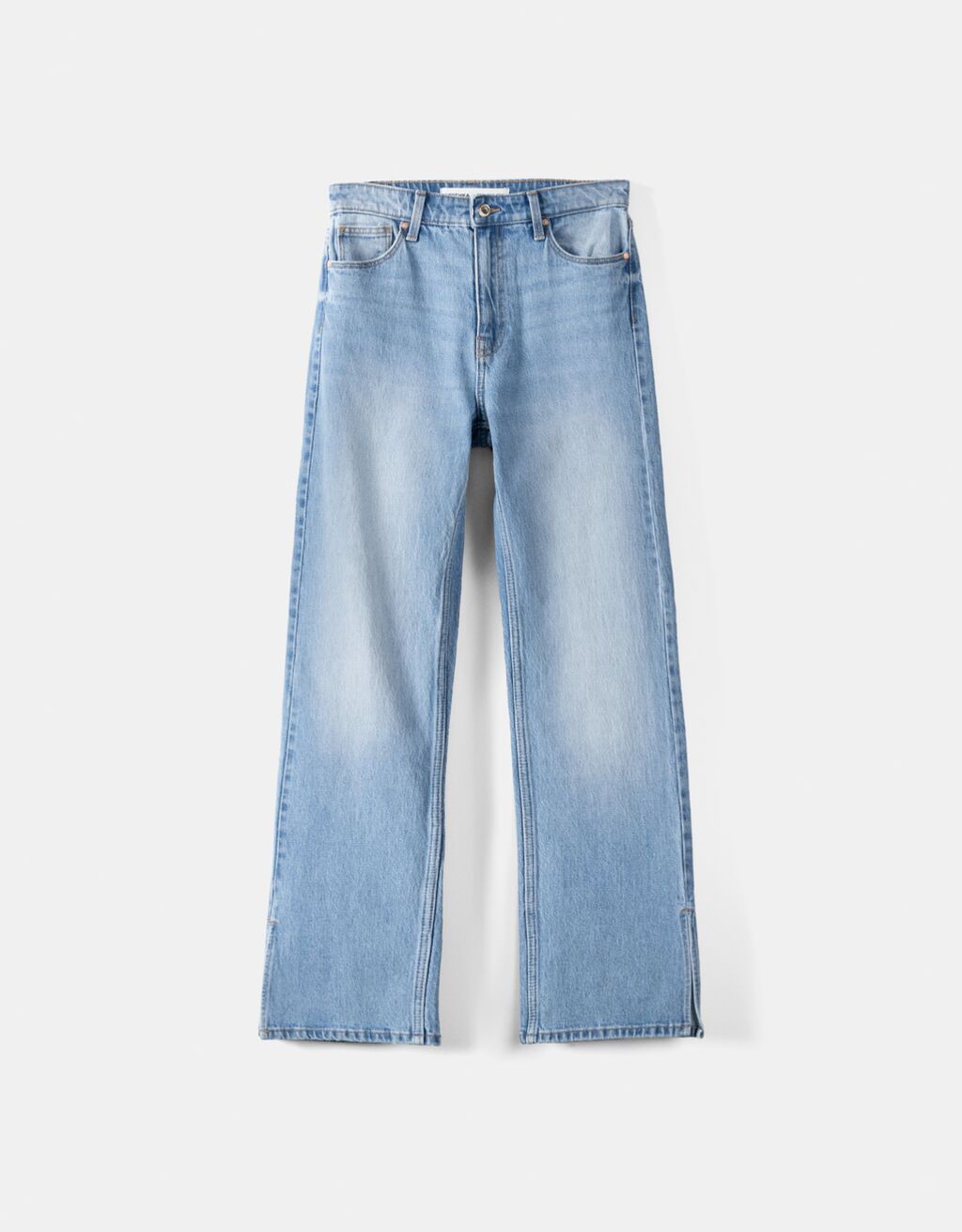 Flared split hem comfort jeans-Light blue-4