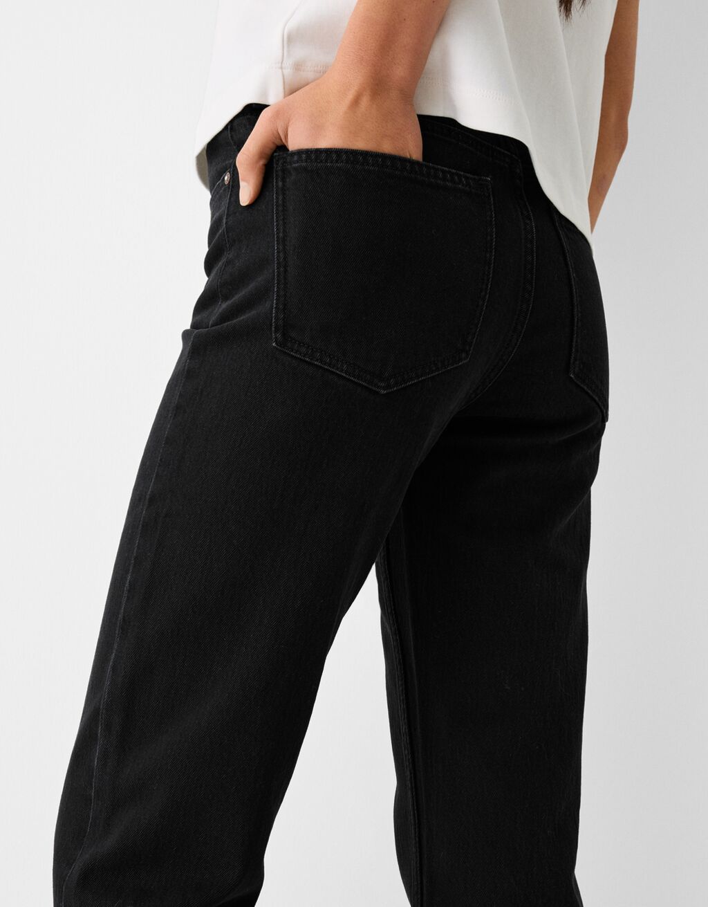 Jeans flare conforto abertura lateral-Preto-3