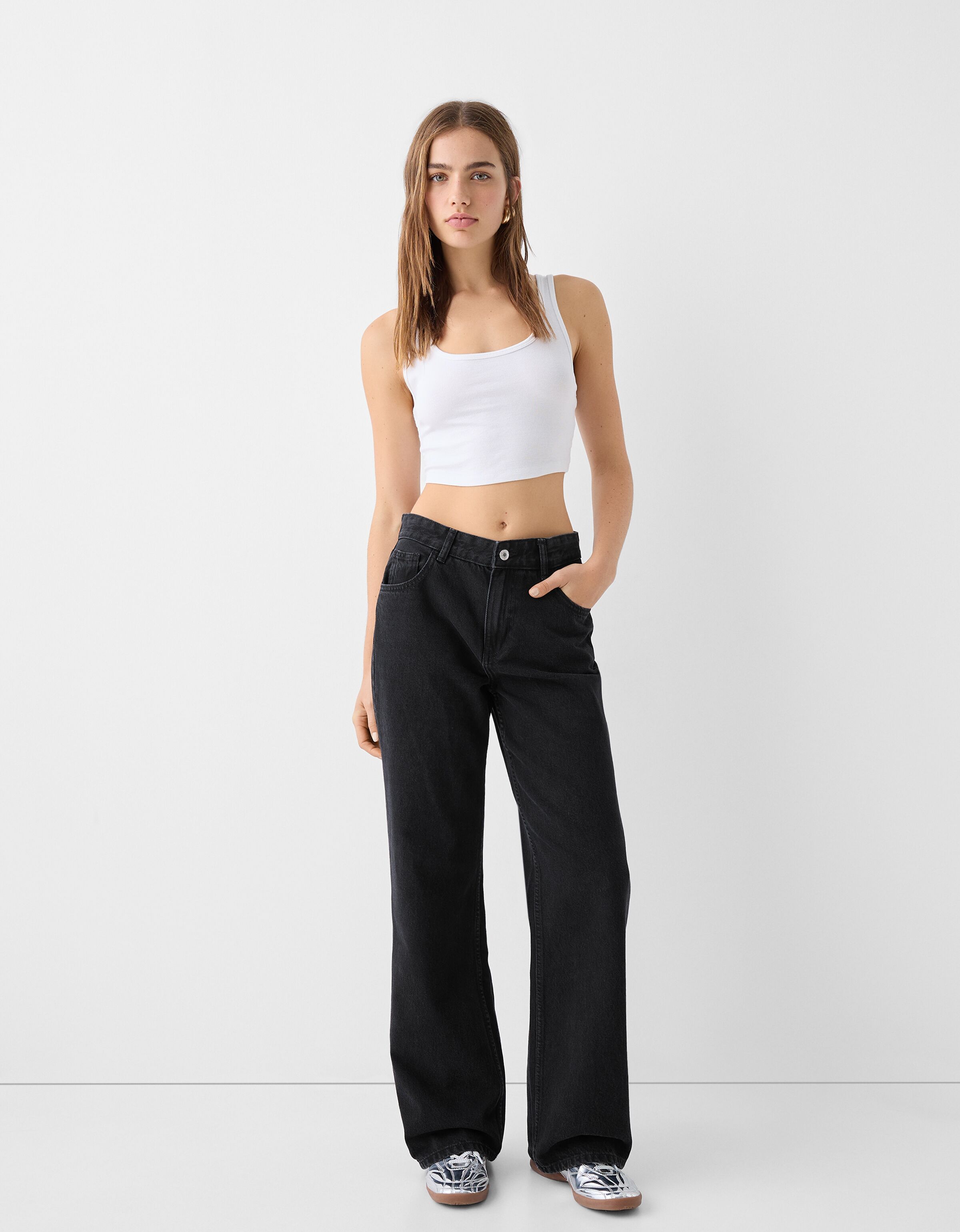 Jeans a palazzo bershka top